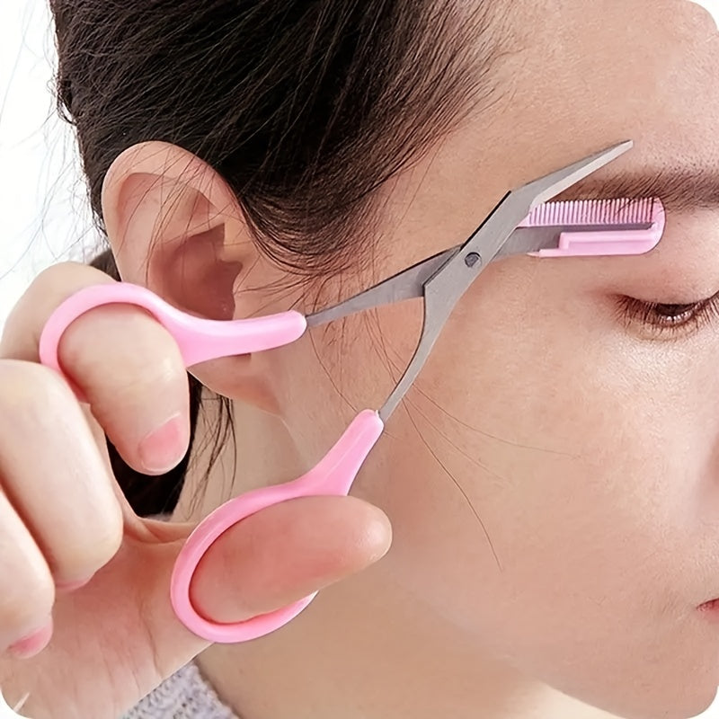 [Stainless Steel Eyebrow Trimmer] Stainless Steel Eyebrow Trimmer Scissor With Comb | Lady Woman Men Hair Removal Grooming Shaping | Eyebrow Remover Makeup Tool