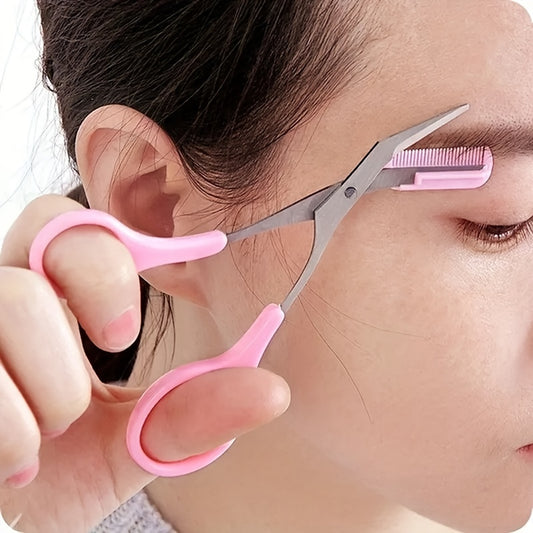 [Stainless Steel Eyebrow Trimmer] Stainless Steel Eyebrow Trimmer Scissor With Comb | Lady Woman Men Hair Removal Grooming Shaping | Eyebrow Remover Makeup Tool