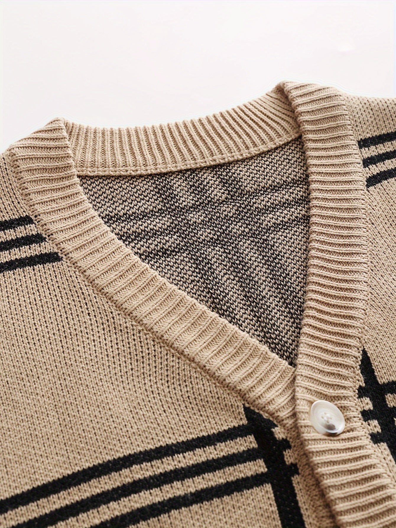 Mens Stylish Stripe Knit Cardigan - Comfortable Long Sleeve V Neck Top for Versatile Outdoor Wear - All-Season Fashionable Style