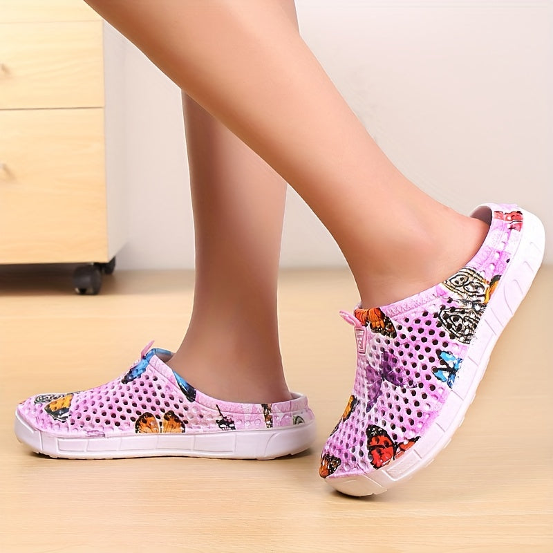 Women's Fashion Butterfly Pattern Hole Slippers, Summer Non-slip Beach Slippers for Koningsdag/King's Day