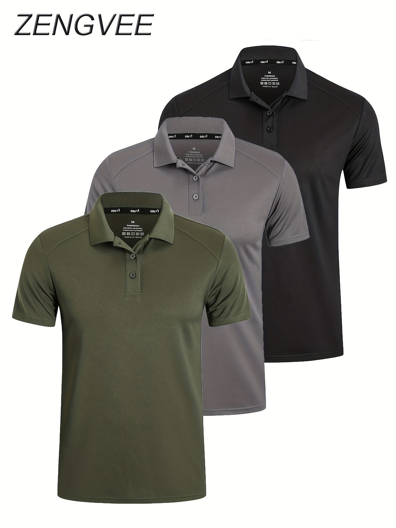 3 Pack Men'S Golf Polo Shirts Casual Short Sleeve Quick-Dry Athletic Solid Color Golf T-Shirt Moisture Wicking Shirts Tees Tops for Men