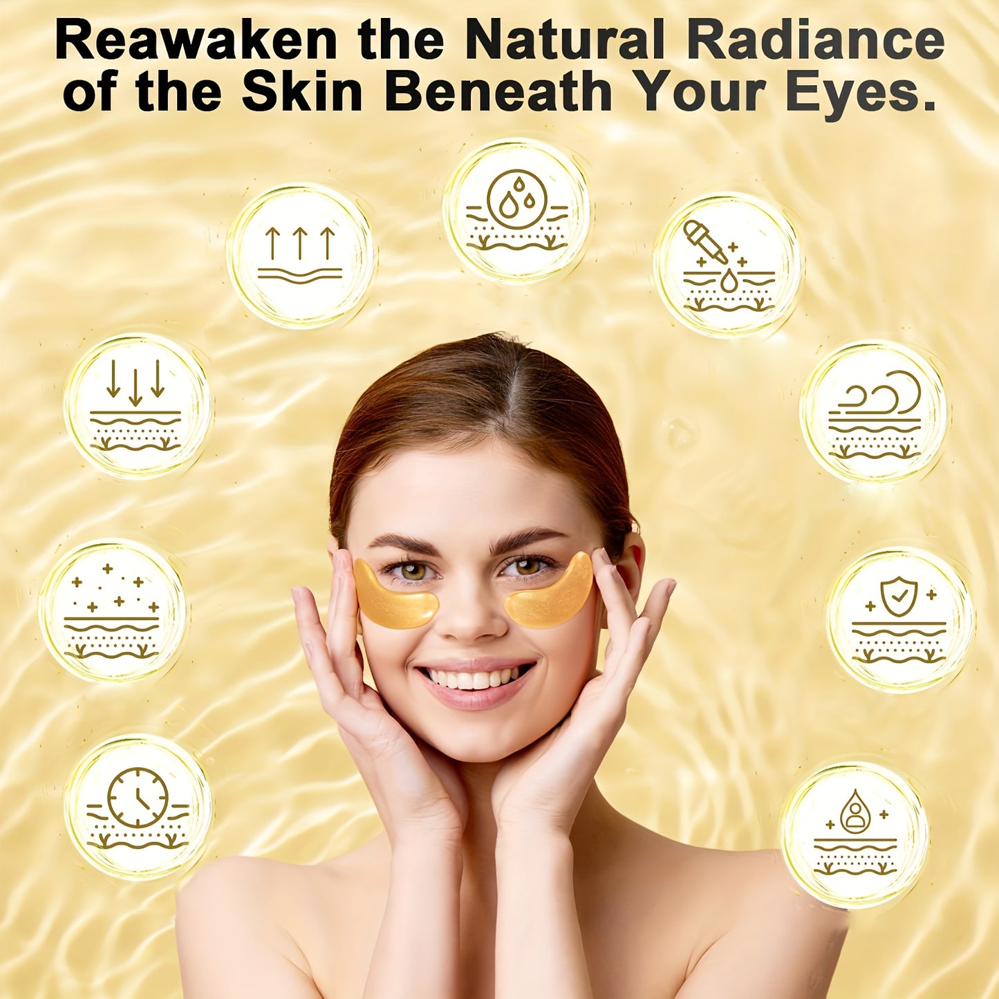24 Golden Under Eye Patches, Eye Mask, Collagen Light Beige Care Products, Eye Patches for Puffy Eyes, Suitable for Wedding Party Gift, Valentines Day Gifts, s Must Have