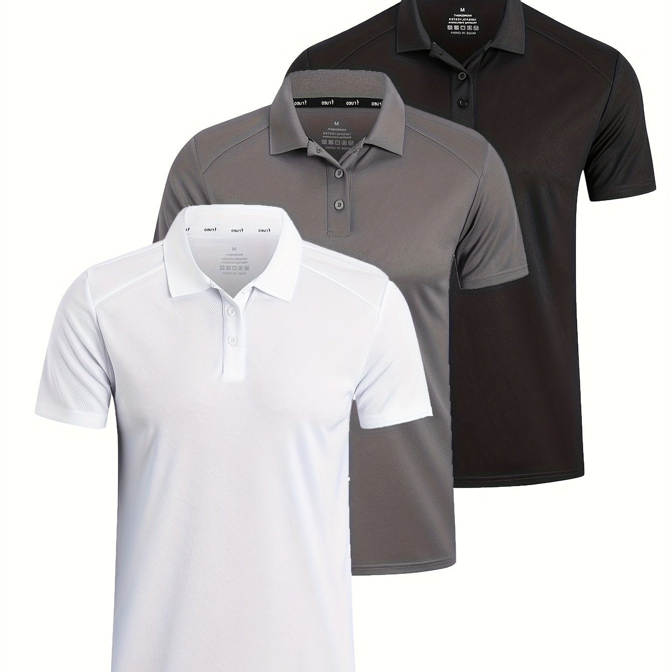 3 Pack Men'S Golf Polo Shirts Casual Short Sleeve Quick-Dry Athletic Solid Color Golf T-Shirt Moisture Wicking Shirts Tees Tops for Men