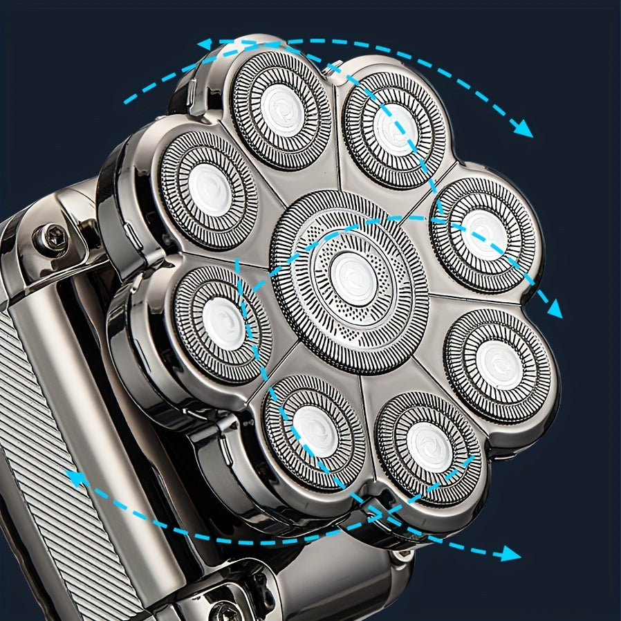 5-in-1 Electric Razor For Men: Detachable Head Shavers With LCD Display, Waterproof Bald Shaver, Magnetic Suction, Hair Clippers, Nose Trimmer, Brush, & Massager!