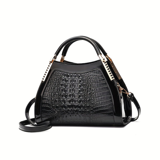 Dazzling Gradient Crocodile Print Handbag - Vintage Crossbody or Clutch - Top Handle Luxury Purse for Fashion-Forward Women