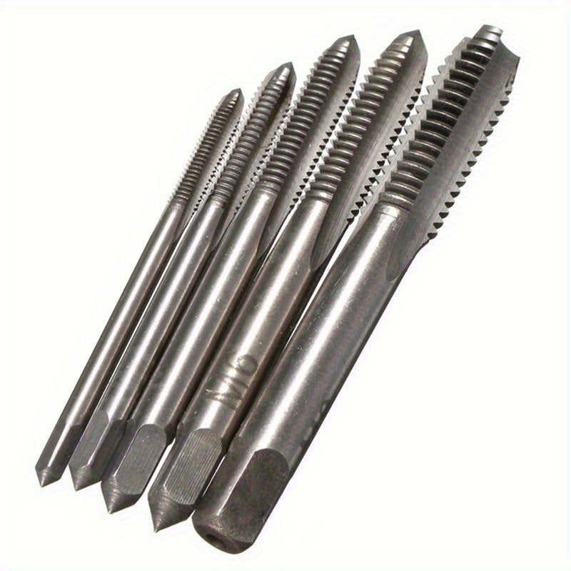 5pcs Stainless Steel Tap and Die Set with Chrome-Plated Wrench - Precision Thread Cutting Tools for Metalworking and Gear Repair, Ideal for Projects, Metalworking Tools|Sleek Metallic Finish|Durable Construction, Metalworking
