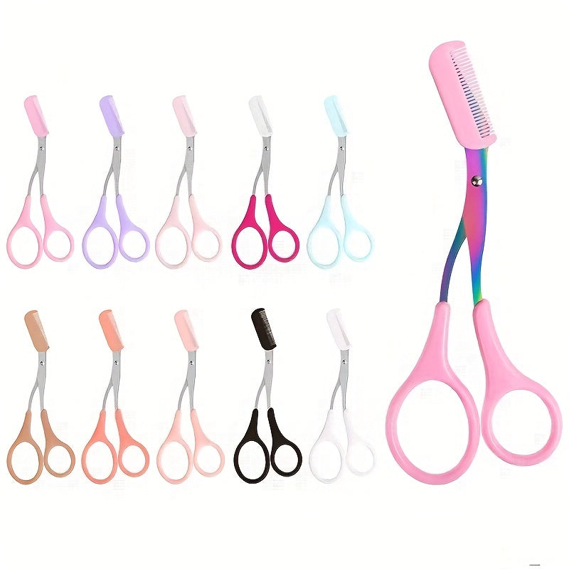 [Stainless Steel Eyebrow Trimmer] Stainless Steel Eyebrow Trimmer Scissor With Comb | Lady Woman Men Hair Removal Grooming Shaping | Eyebrow Remover Makeup Tool