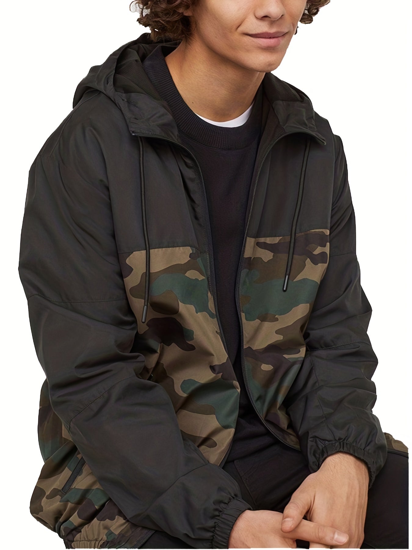 Popular Spring/Autumn Jacket for Men, Camouflage European and American Style, Loose Fit, Mesh Breathable, Color Block Design