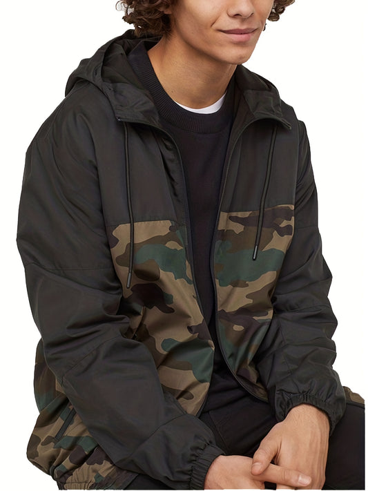 Popular Spring/Autumn Jacket for Men, Camouflage European and American Style, Loose Fit, Mesh Breathable, Color Block Design