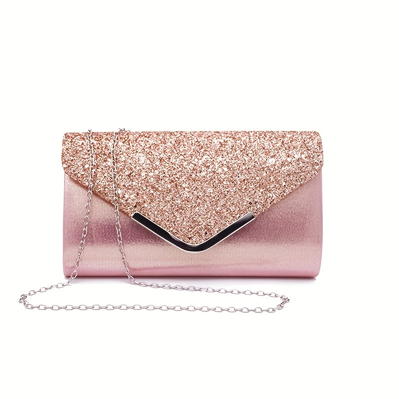Women's Fashion Versatile Sequin Evening Bag Clutch Shoulder Chain Evening Dress Bag