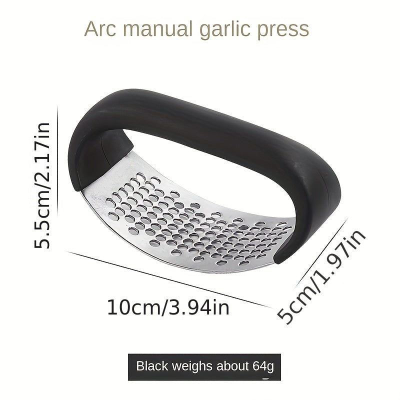 1pc Manual Garlic Crusher Ring - Stainless Steel Garlic Press for Restaurants & Supermarkets - Black Vegetable Cutter & Masher - Kitchen Gadgets for Chopping Garlic & Vegetables