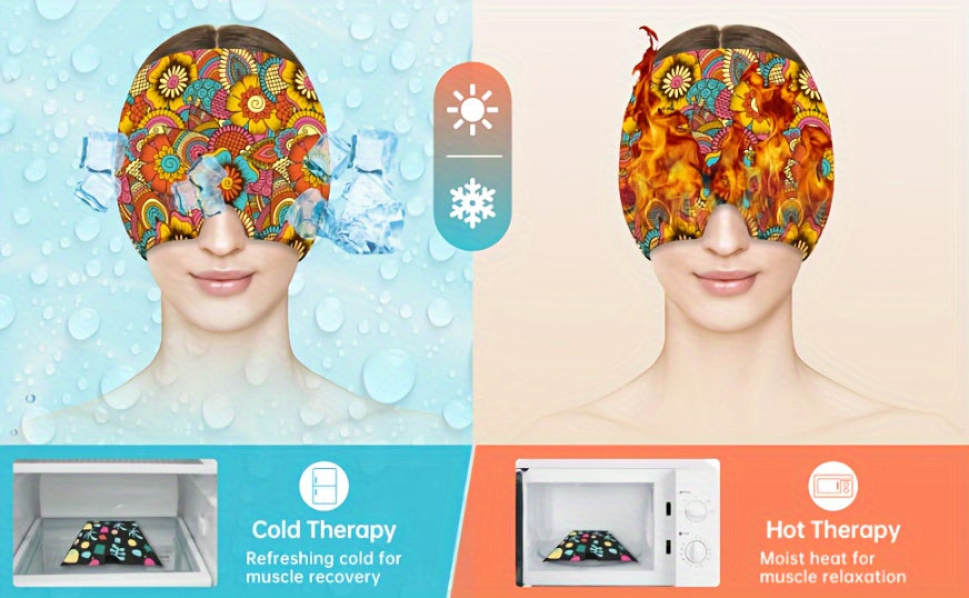 Headache Relief Cap, Migraine Ice Pack Mask Products, Women Cooling Gel Hat, Face Cold Compress Head Wrap for Her Stress. Great Birthday Gift for Mom, Sister, Grandma, Girlfriend, & Teacher