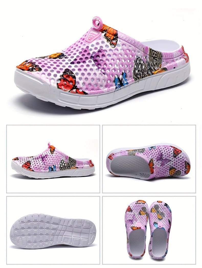 Women's Fashion Butterfly Pattern Hole Slippers, Summer Non-slip Beach Slippers for Koningsdag/King's Day