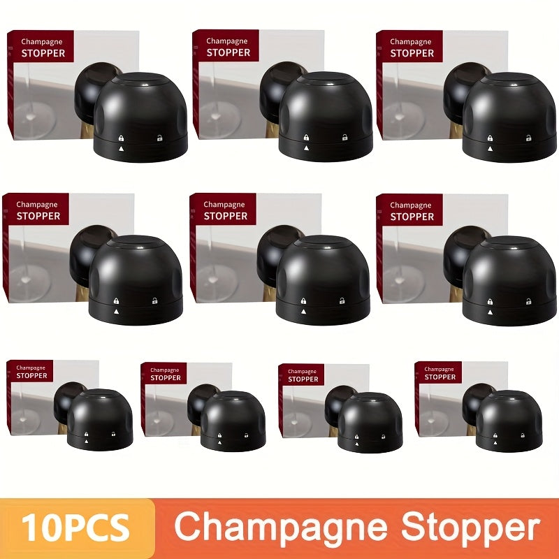 10x Leak-Proof Vacuum Wine Stoppers - Reusable Champagne Bottle Sealer Caps with Secure Lid, Durable Plastic for Wine & Champagne Preservation, Ideal for Home Bar, Kitchen, and Restaurant Use, Wine Bottle Sealer, Kitchen Esse