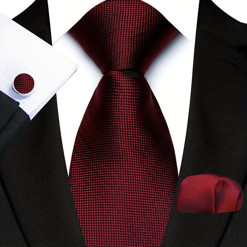Three-Piece Gentlemans Accessory Set - Stylish Paisley Pattern Tie, Pocket Square, and Cufflinks - Perfect Gift Idea for Men on Special Occasions