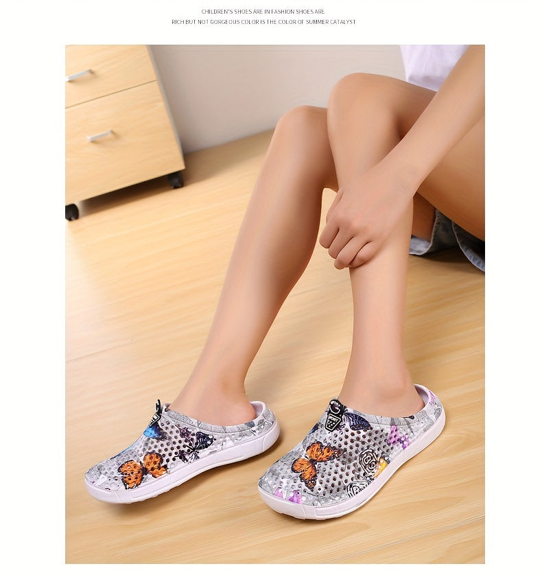 Women's Fashion Butterfly Pattern Hole Slippers, Summer Non-slip Beach Slippers for Koningsdag/King's Day
