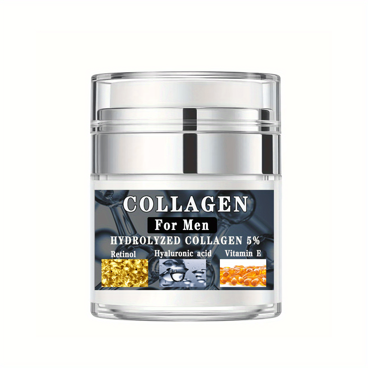 Men Face Cream, with Collagen, Retinol, Hyaluronic Acid, Vitamin E, Firm Skin, Moisturizing, Smooth Wrinkles, Shrinking Pore, 1.76 Oz (50g)