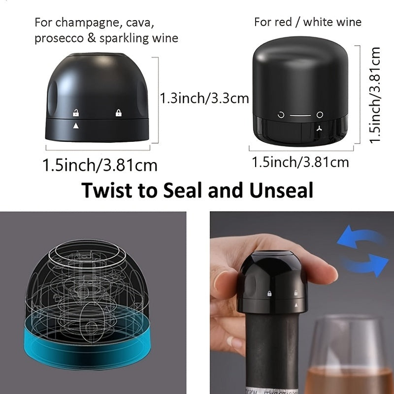 10x Leak-Proof Vacuum Wine Stoppers - Reusable Champagne Bottle Sealer Caps with Secure Lid, Durable Plastic for Wine & Champagne Preservation, Ideal for Home Bar, Kitchen, and Restaurant Use, Wine Bottle Sealer, Kitchen Esse