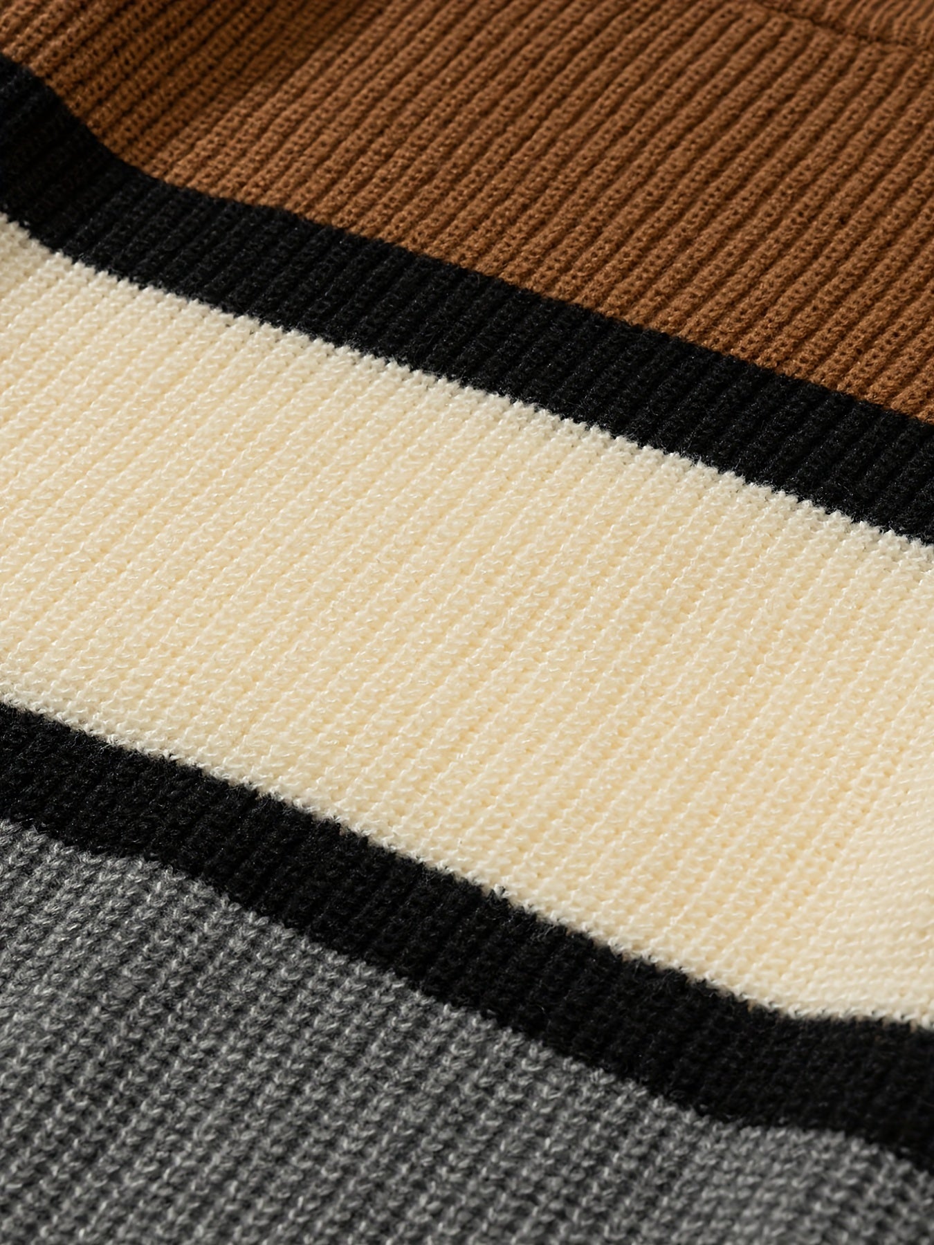 Plus Size Men's Fashion Stitching Color Stripe Sweater For Spring/autumn/winter, Long-sleeved Knit Pullover Sweater