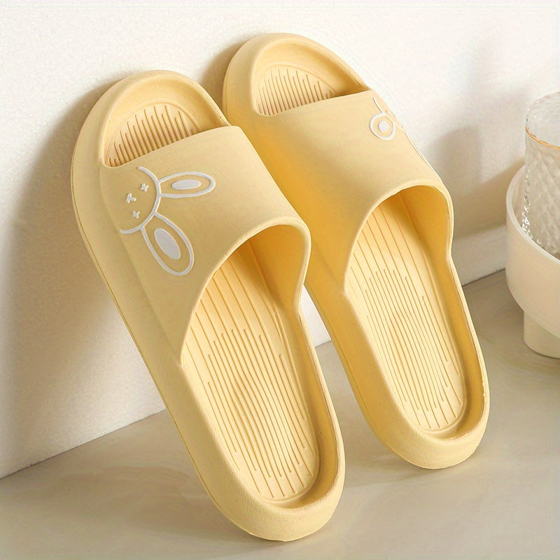 Ultra-Comfy Womens Kawaii Rabbit Pillow Slides - Soft Non-slip EVA Open Toe Slippers for Indoor Home Relaxation - Durable & Quick-dry Bathroom Slippers
