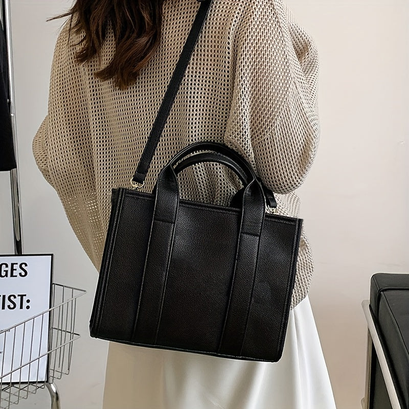 Chic Everyday Womens Tote - Durable PU Leather, Spacious Satchel with Top Handle - Ideal for Work & Casual Outings