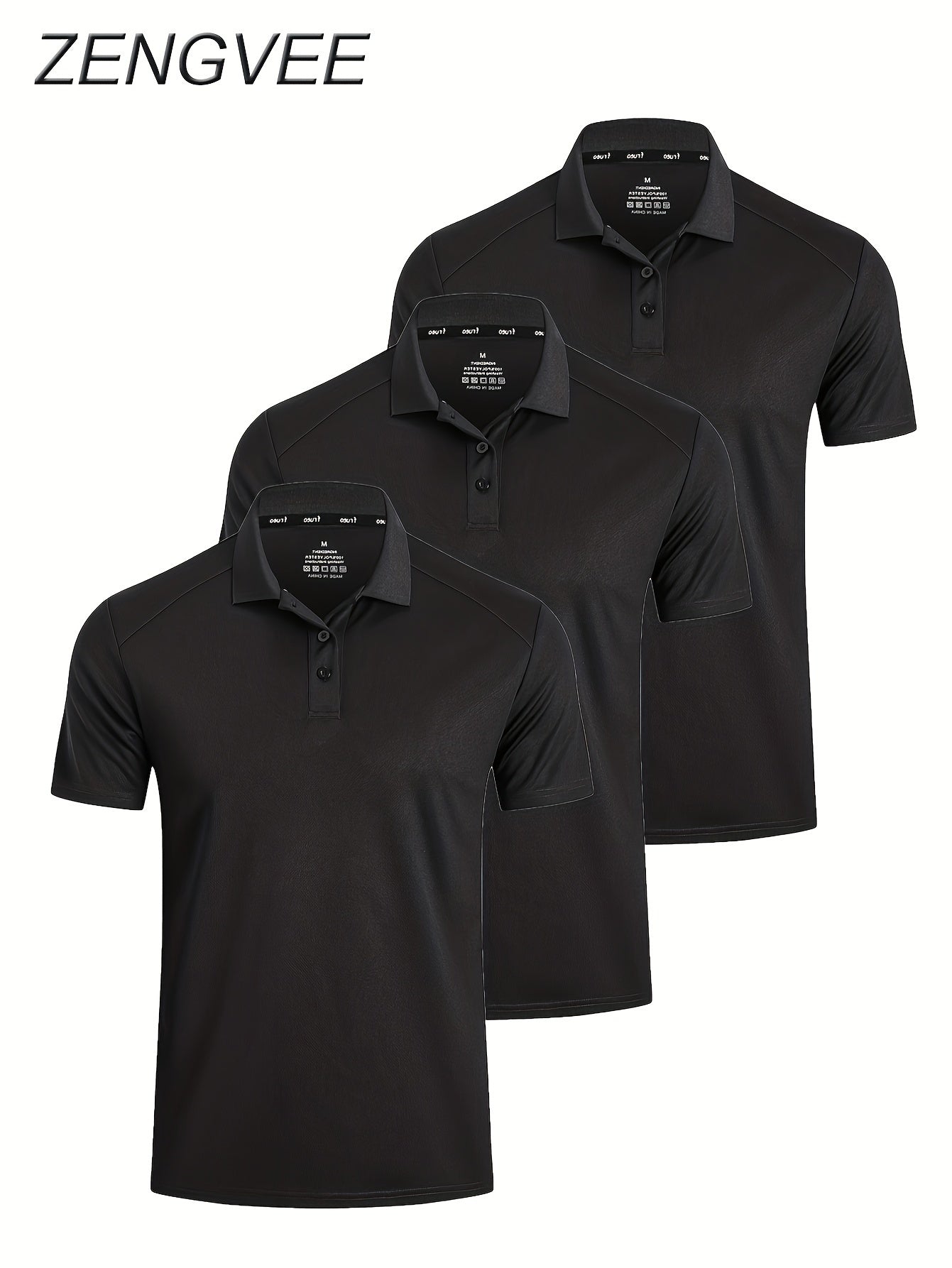3 Pack Men'S Golf Polo Shirts Casual Short Sleeve Quick-Dry Athletic Solid Color Golf T-Shirt Moisture Wicking Shirts Tees Tops for Men