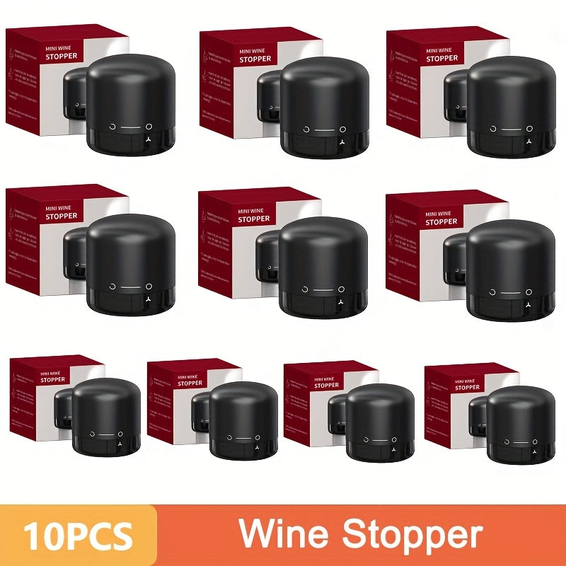 10x Leak-Proof Vacuum Wine Stoppers - Reusable Champagne Bottle Sealer Caps with Secure Lid, Durable Plastic for Wine & Champagne Preservation, Ideal for Home Bar, Kitchen, and Restaurant Use, Wine Bottle Sealer, Kitchen Esse