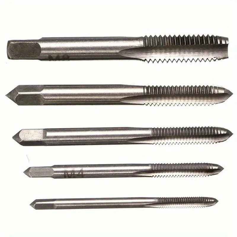 5pcs Stainless Steel Tap and Die Set with Chrome-Plated Wrench - Precision Thread Cutting Tools for Metalworking and Gear Repair, Ideal for Projects, Metalworking Tools|Sleek Metallic Finish|Durable Construction, Metalworking