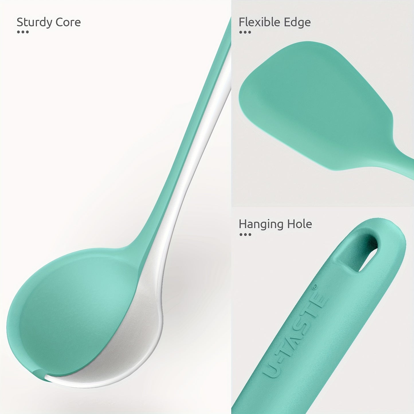 5pcs/set Cookware Set, 13.6in Silicone High Heat Resistant Kitchen Utensil, Cooking Tools Gadgets Set, BPA Free Non Stick Solid And Slotted Turner Spatula, Mixing Spoon, And Soup Ladle, For Home Kitchen And Restaurant, Kitche