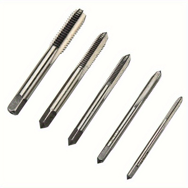 5pcs Stainless Steel Tap and Die Set with Chrome-Plated Wrench - Precision Thread Cutting Tools for Metalworking and Gear Repair, Ideal for Projects, Metalworking Tools|Sleek Metallic Finish|Durable Construction, Metalworking