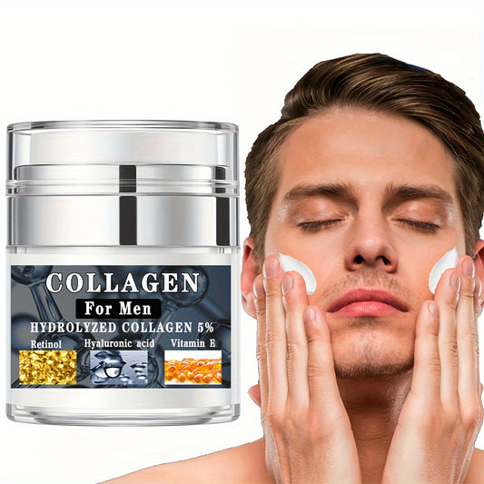 Men Face Cream, with Collagen, Retinol, Hyaluronic Acid, Vitamin E, Firm Skin, Moisturizing, Smooth Wrinkles, Shrinking Pore, 1.76 Oz (50g)