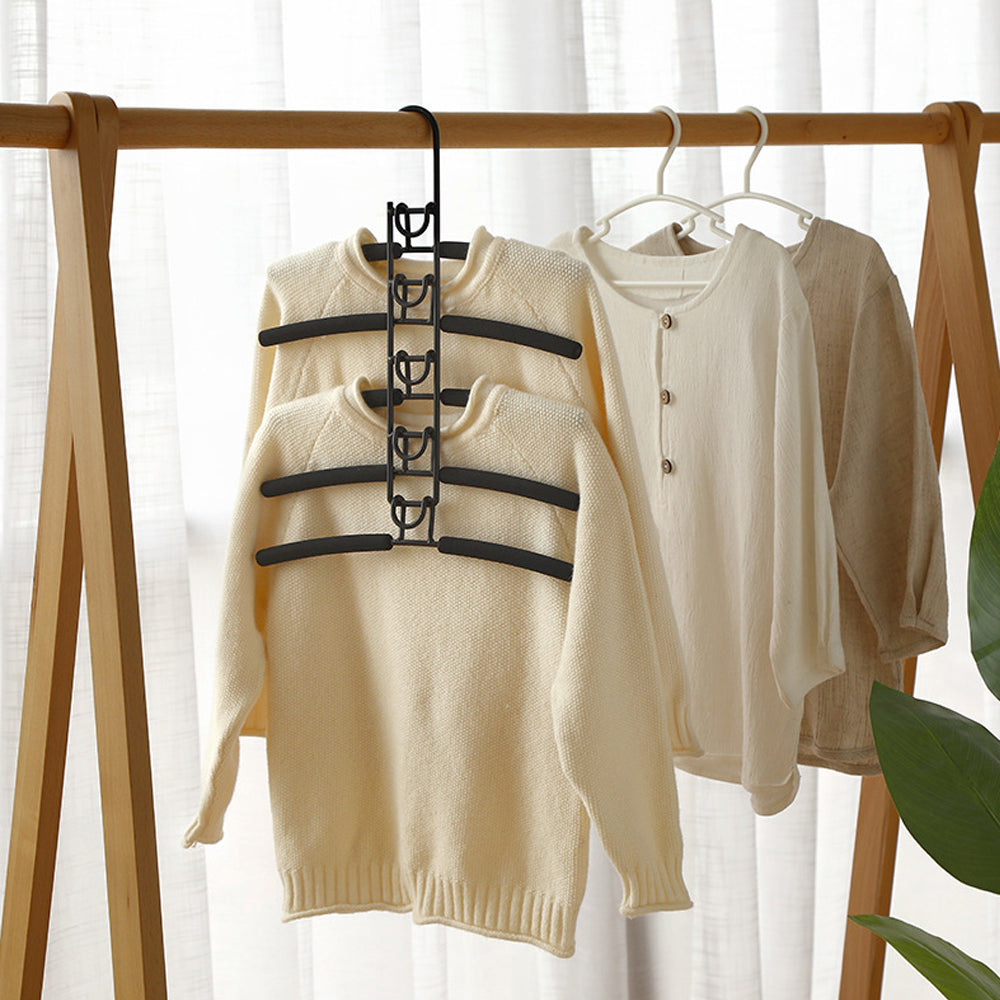 Household One-Piece Clothes Hanger Indoor Space Saving Clothes Drying Rack Mounted Hanger Detachable Storage Holder 5 Layer